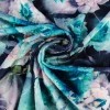 Fluweel stretch – Petrol colored flowers