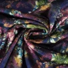 Fluweel stretch – Retro dark purple and green roses checkered woven