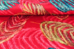 Fluweel stretch – Wheat on red