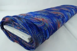 Fluweel stretch – Wirlpool on blue crushed look