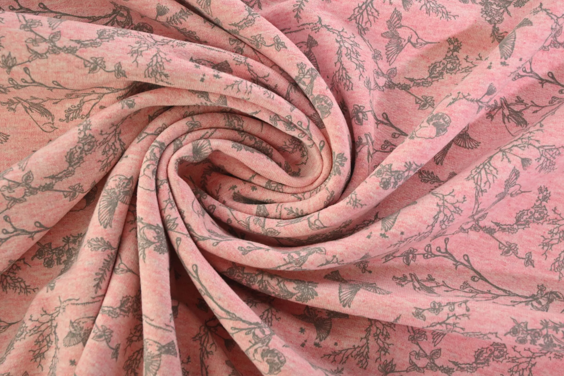 French terry – Blush Woodland Birds