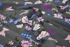 French terry – Charcoal Butterfly Garden