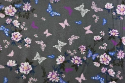 French terry – Charcoal Butterfly Garden