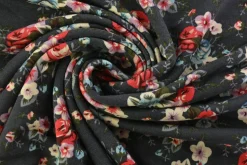 French terry – Charcoal Vintage Rose Bouquet