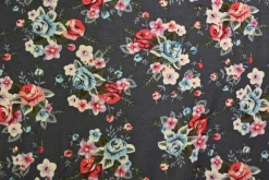French terry – Charcoal Vintage Rose Bouquet