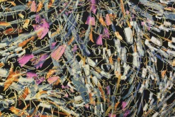 French terry – Golden flower lines on art