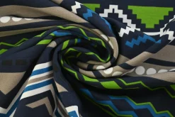 French terry – Ikat stripe denim
