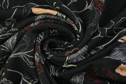 French terry – Midnight Botanical Linework