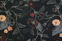 French terry – Midnight Botanical Linework