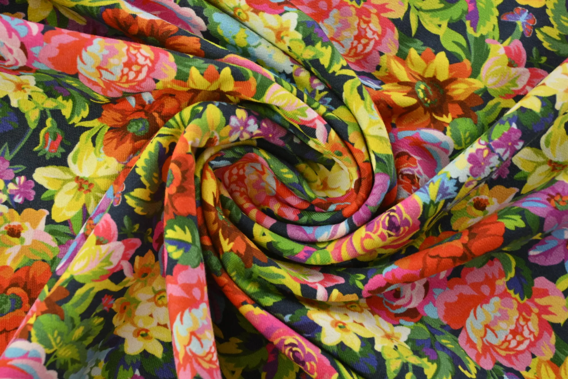 French terry – Midnight Rainbow Garden