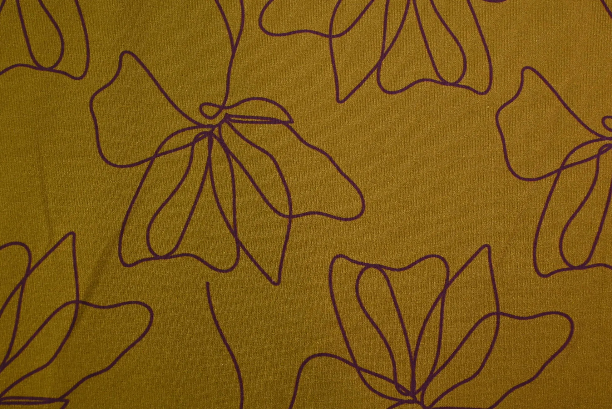 French terry – Mustard Line Florals