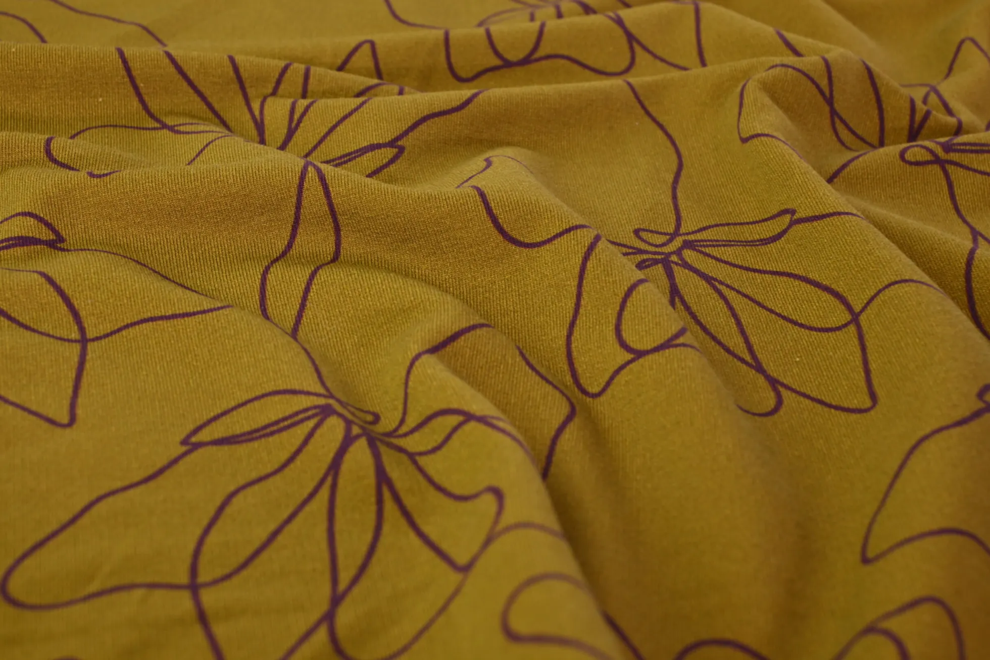 French terry – Mustard Line Florals