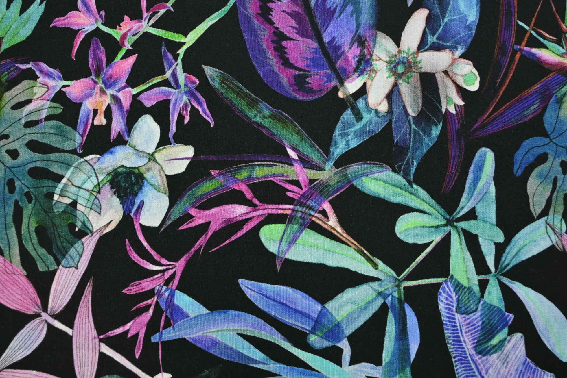 French terry – Neon Midnight Tropics