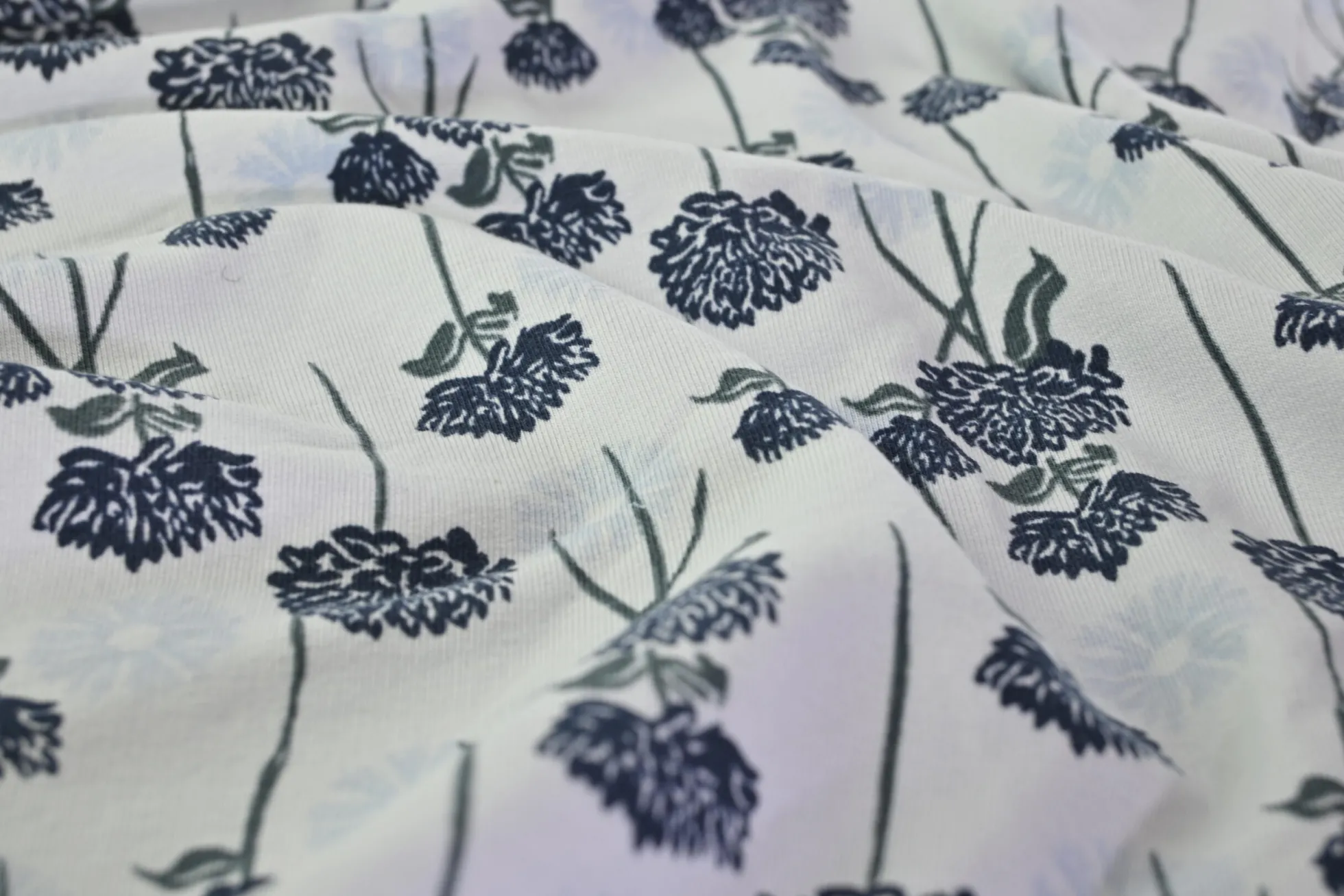 French terry organic – Midnight Hanging Blooms