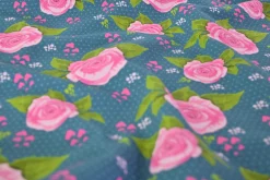 French terry – Teal Rose Garden