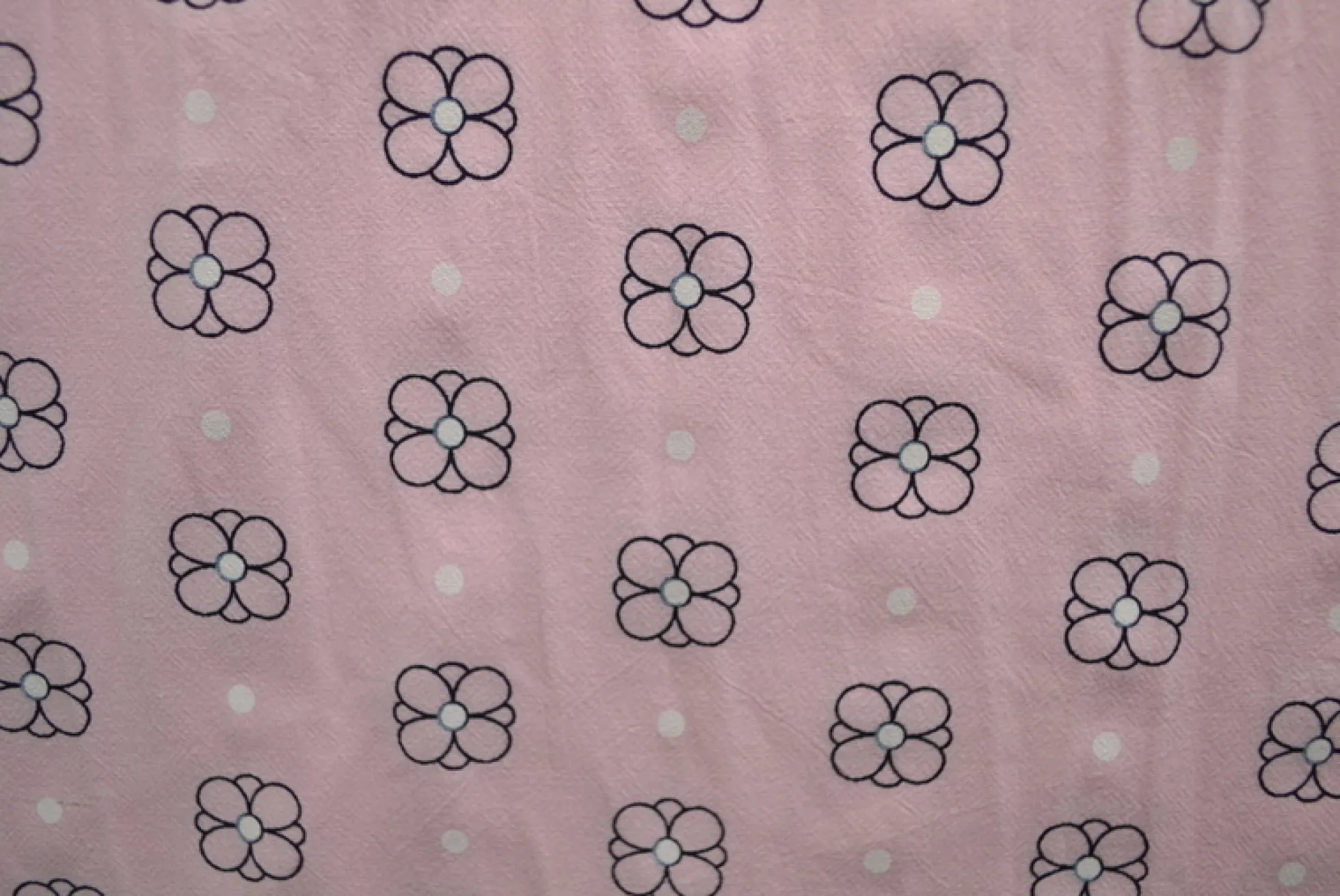Gewassen katoen / Stonewashed – Bloemetjes gestipt babyroze