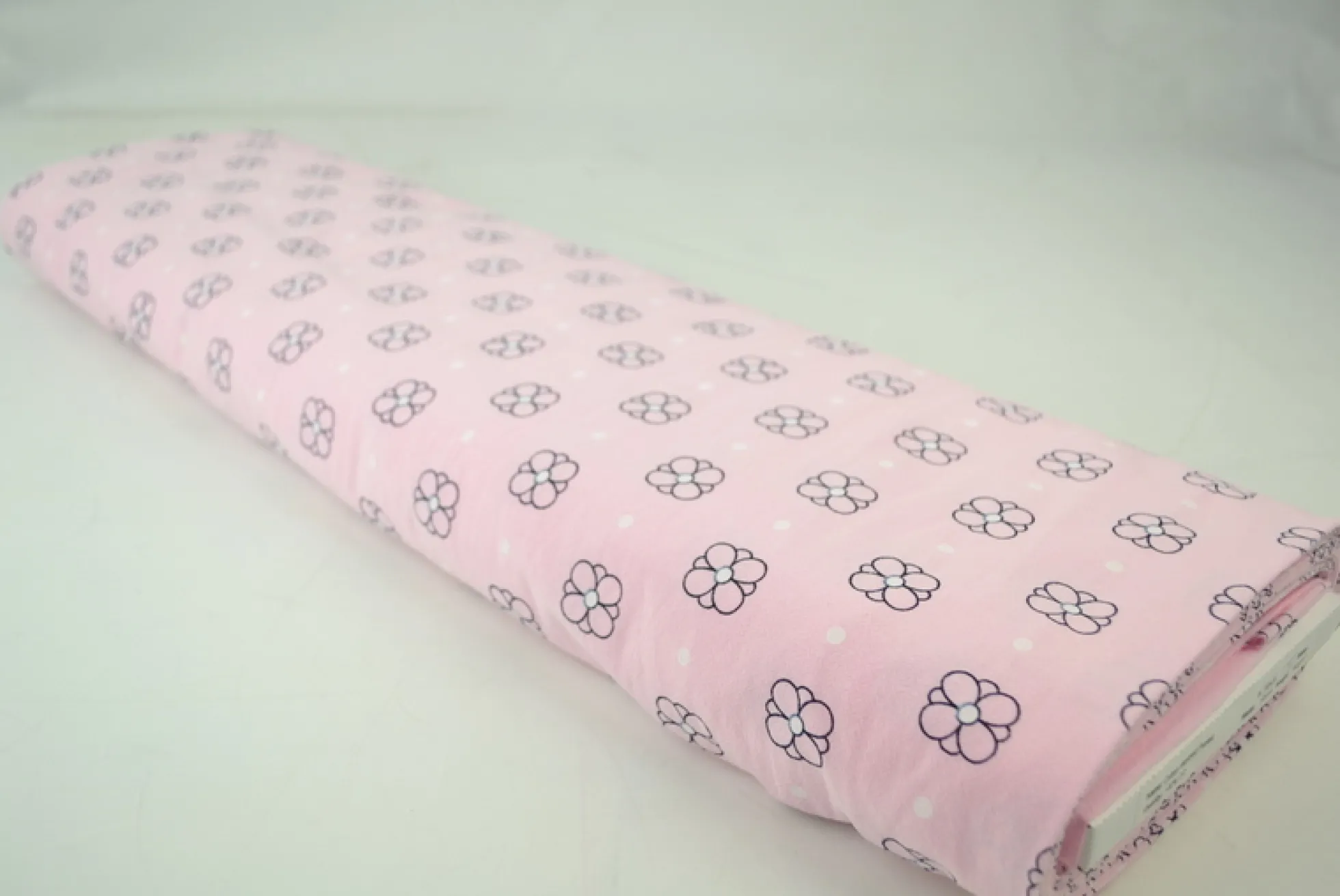 Gewassen katoen / Stonewashed – Bloemetjes gestipt babyroze