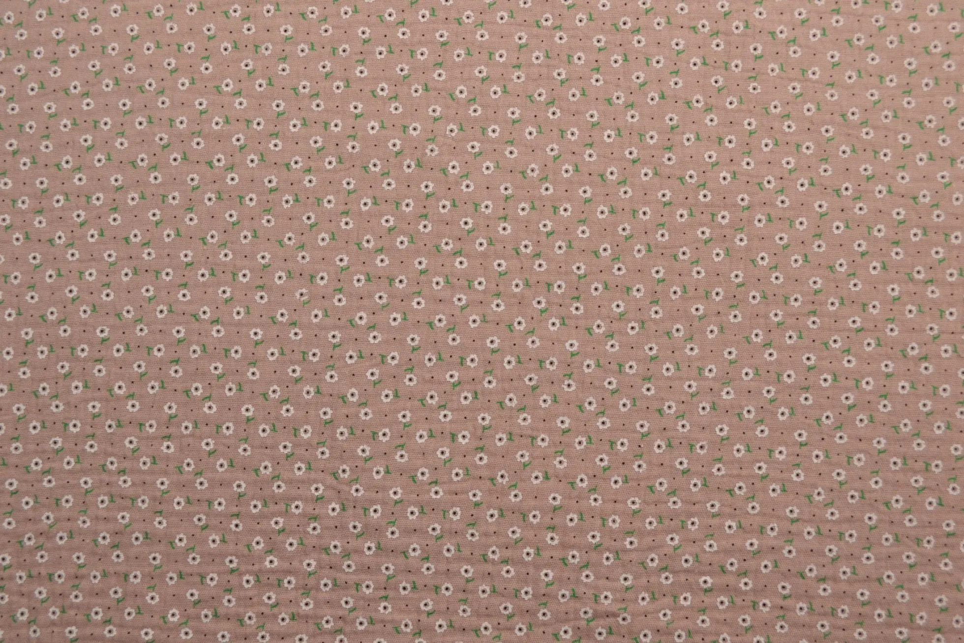 Hydrofiel / Mousseline – Bloemetjes dusky roze