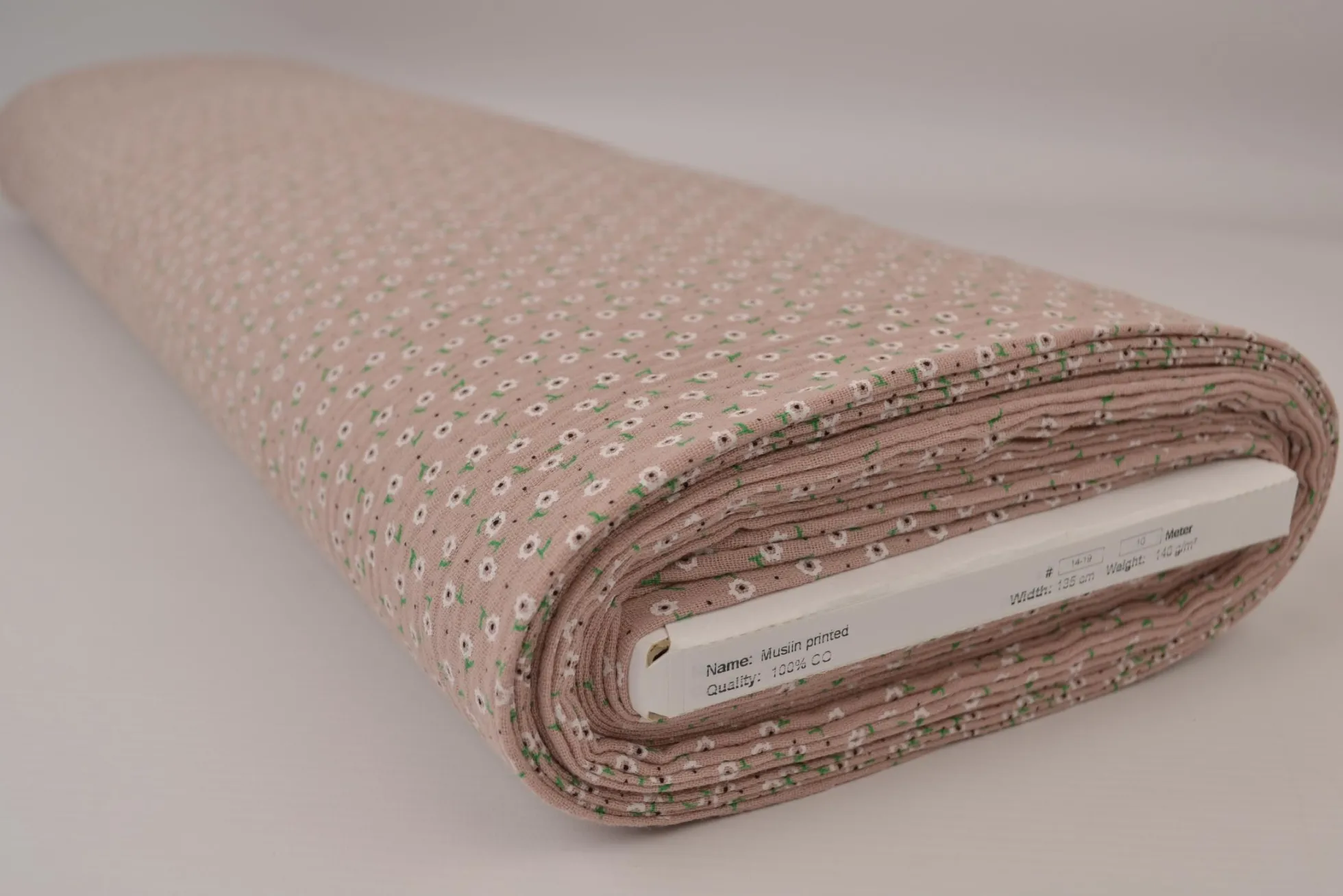 Hydrofiel / Mousseline – Bloemetjes dusky roze