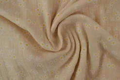 Hydrofiel / Mousseline – Boterbloemetjes champagne