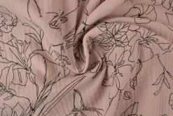 Hydrofiel / Mousseline – Floral lijntekening dusky roze