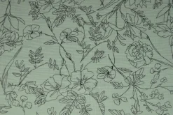 Hydrofiel / Mousseline – Floral lijntekening licht mint