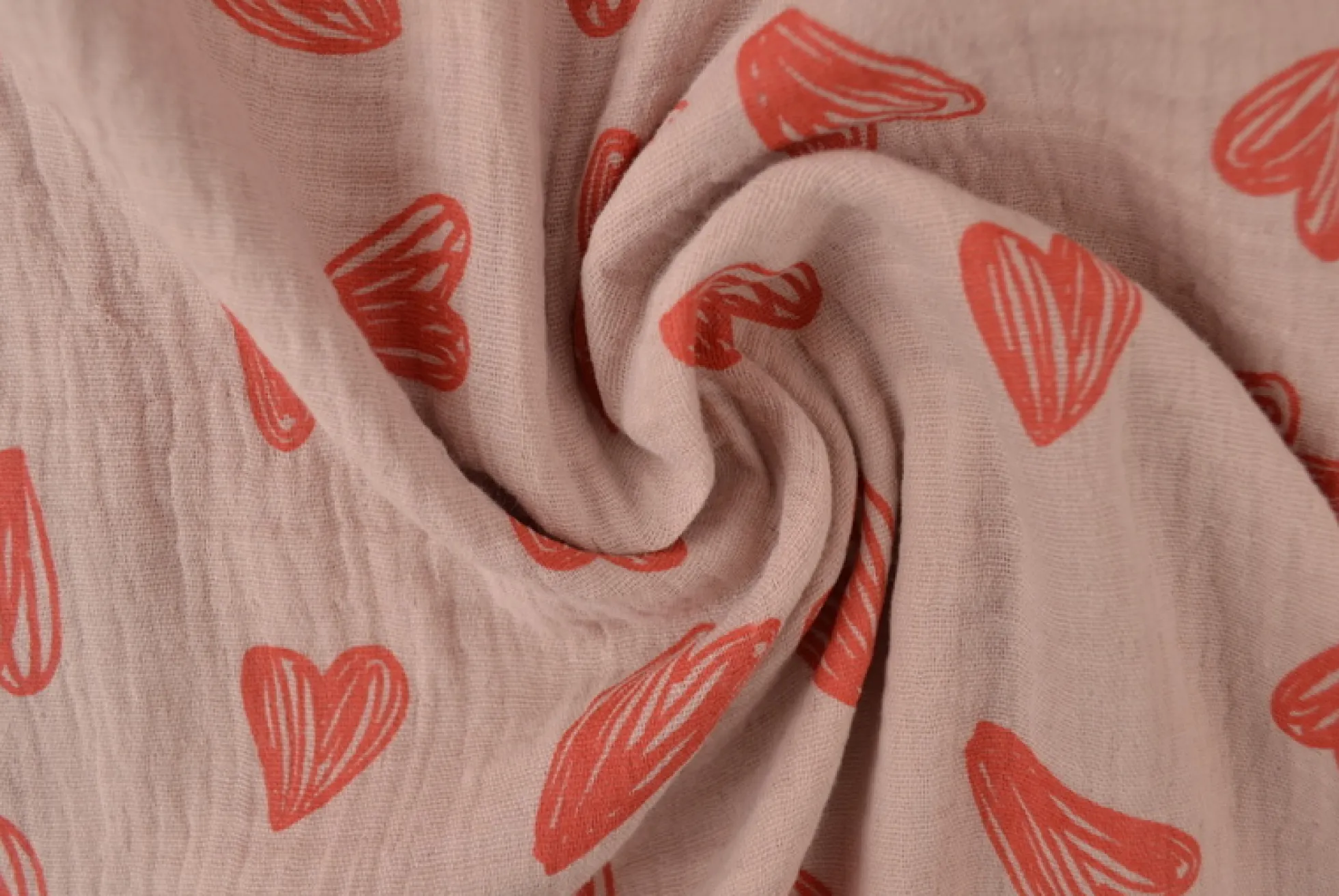 Hydrofiel / Mousseline – Hartjes dusky roze