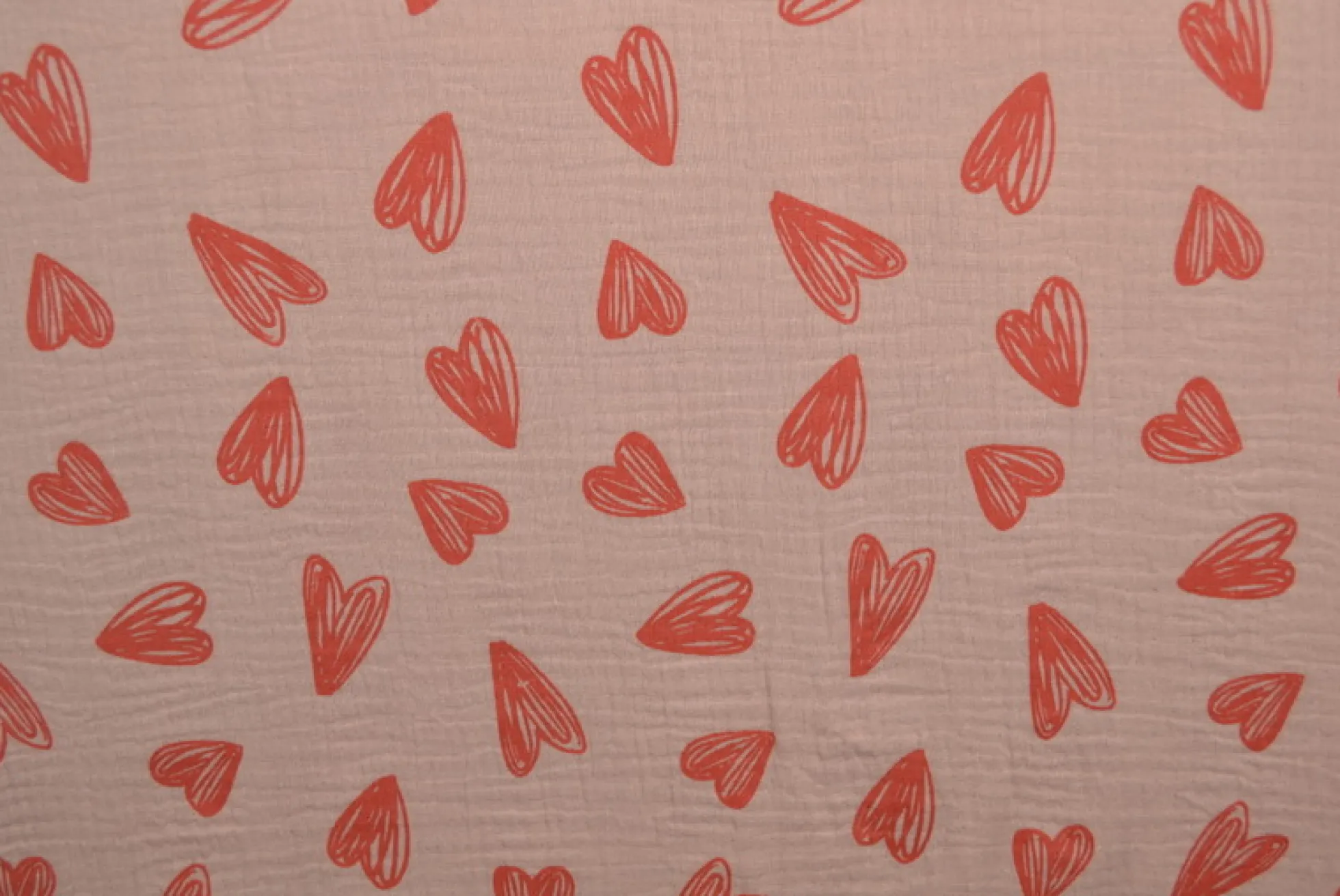 Hydrofiel / Mousseline – Hartjes dusky roze