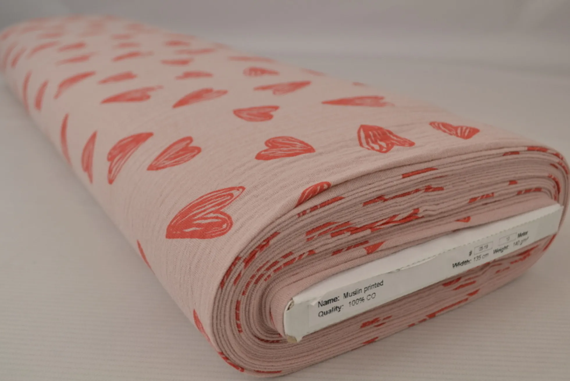 Hydrofiel / Mousseline – Hartjes dusky roze