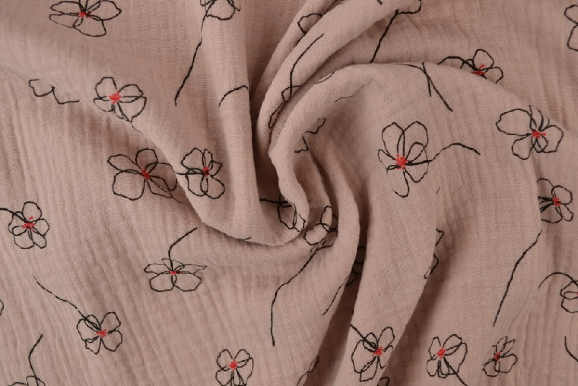 Hydrofiel / Mousseline – Lijnbloesem dusky roze