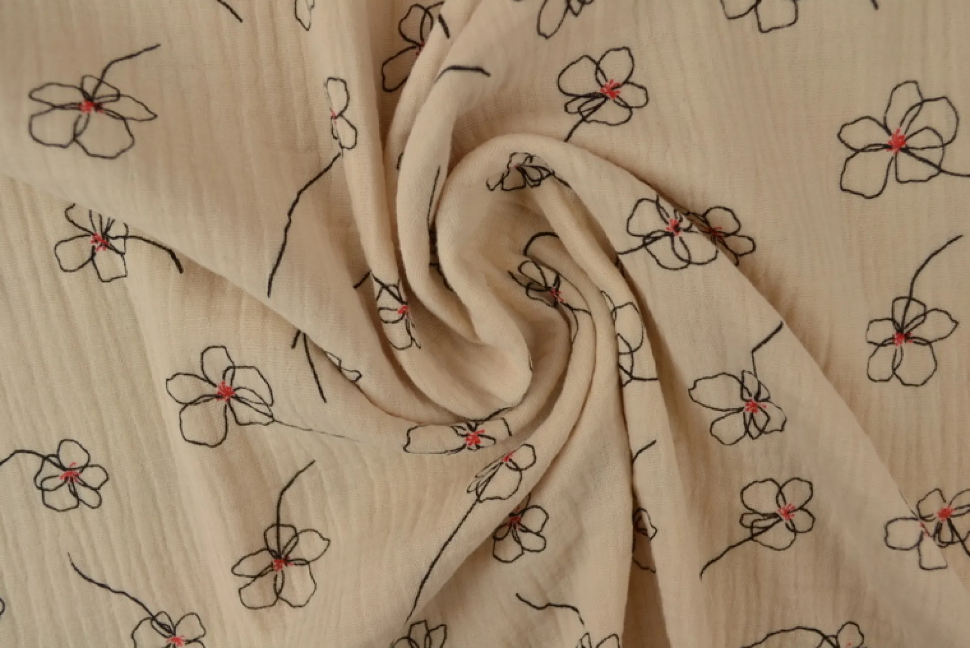 Hydrofiel / Mousseline – Lijnbloesem champagne