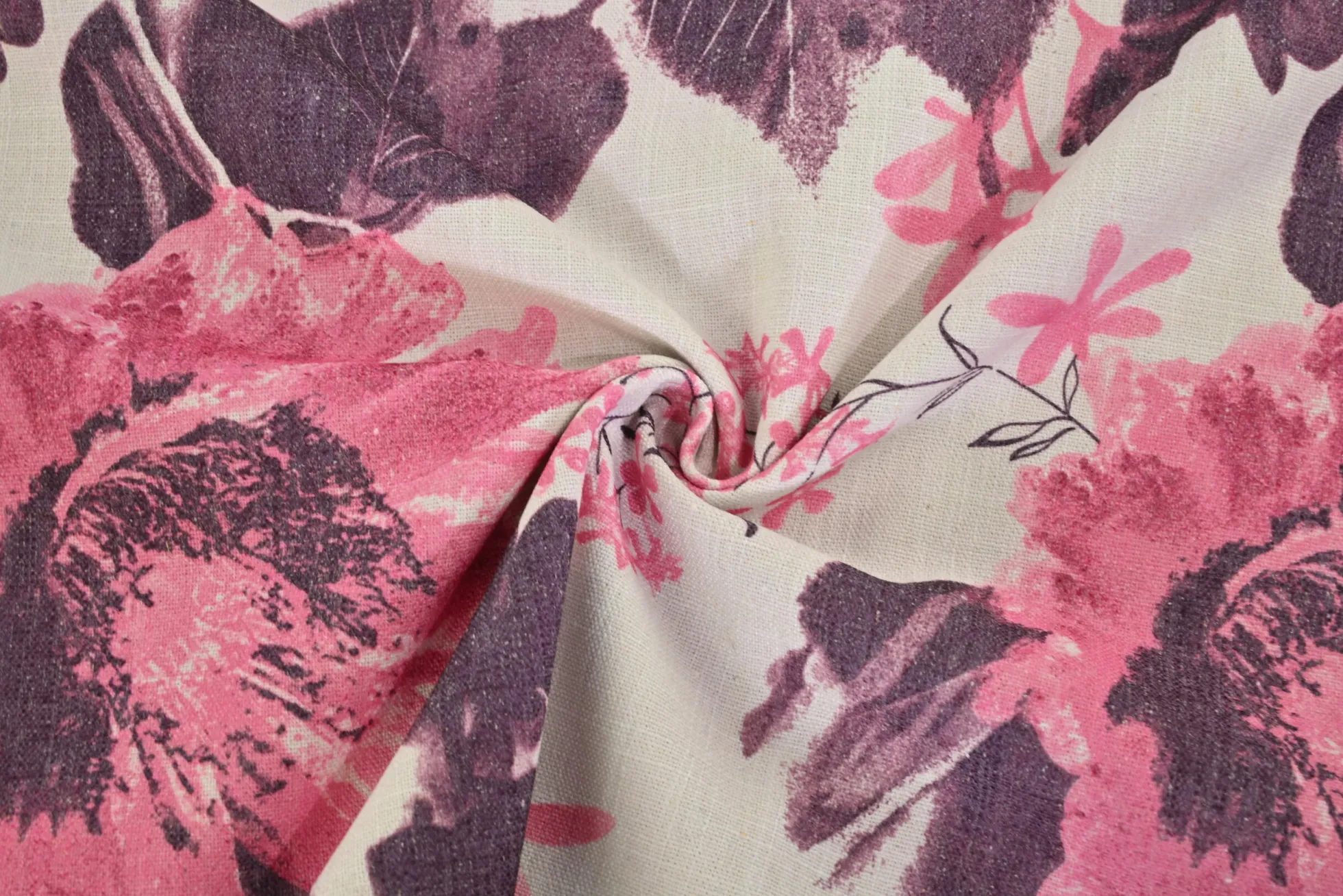 Jacquard Gobelin – Pink garden linnenlook