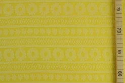 Jacquard jersey – Flower lines geel – Rol 15m x 150cm