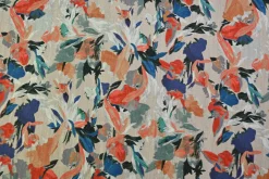 Jeans / Denim – Colorful flowers on light grey stretch