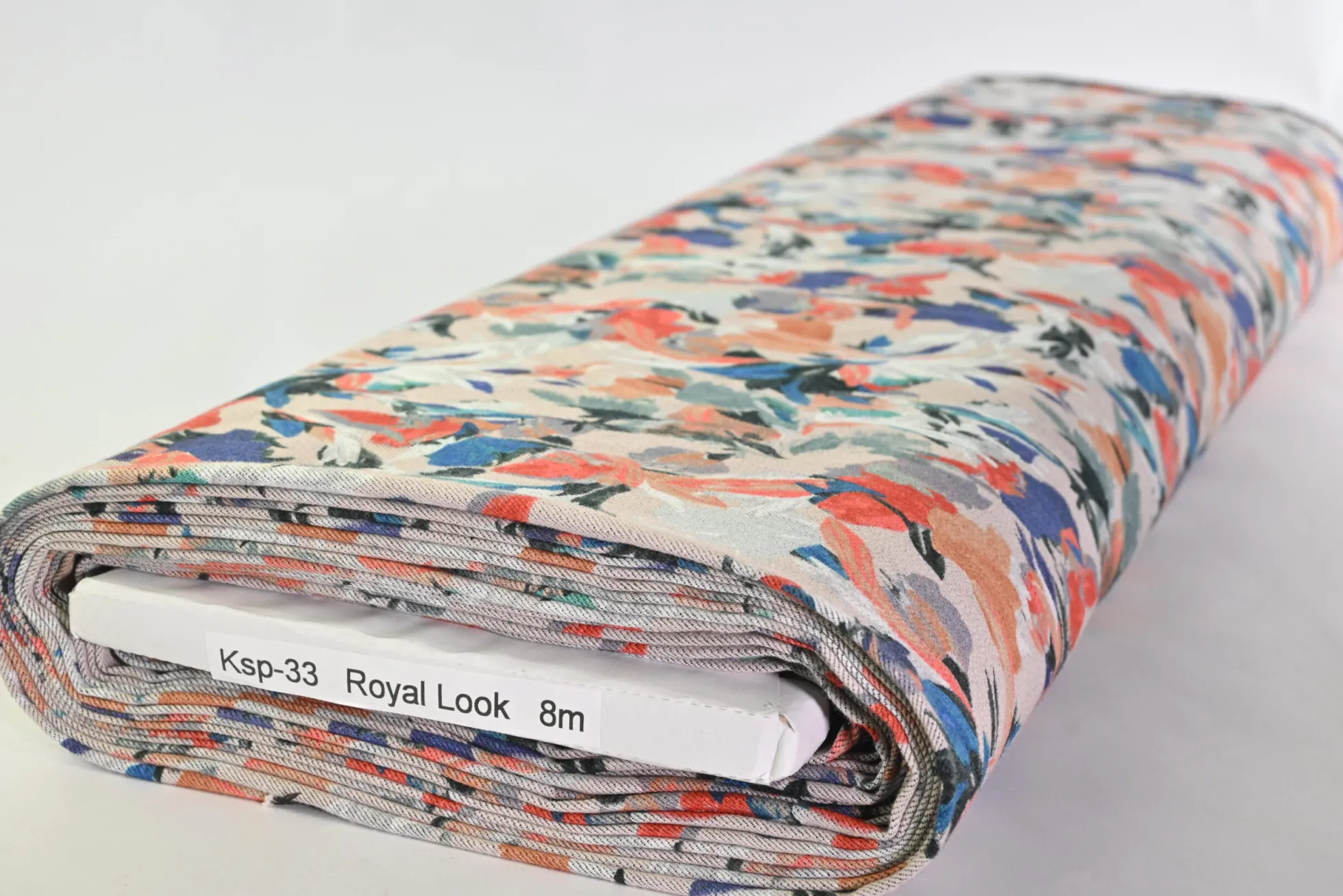 Jeans / Denim – Colorful flowers on light grey stretch