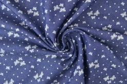 Jeans / denim gewassen – Butterflies donkerblauw chambray
