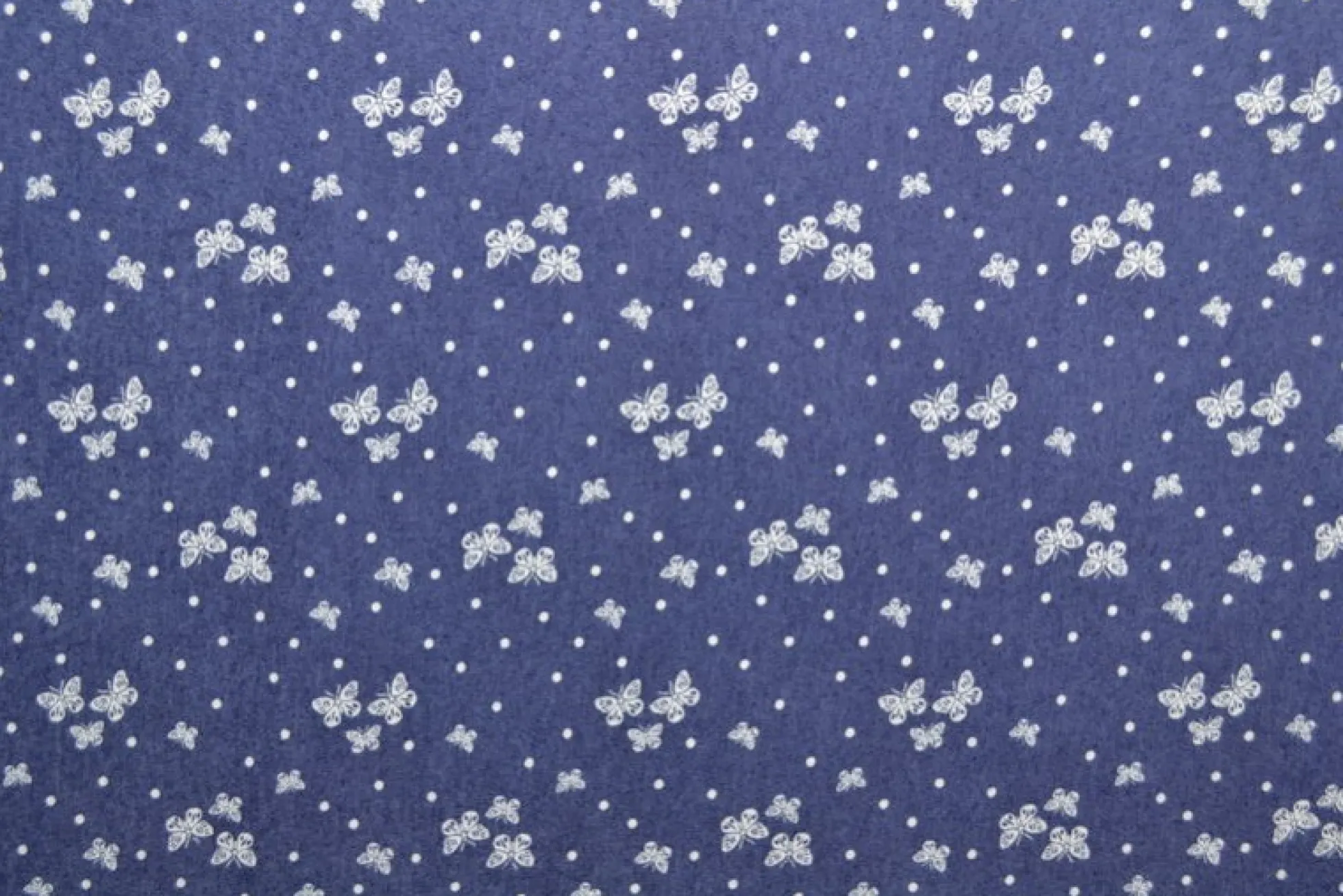 Jeans / denim gewassen – Butterflies donkerblauw chambray