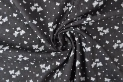 Jeans / denim gewassen – Butterflies zwart chambray
