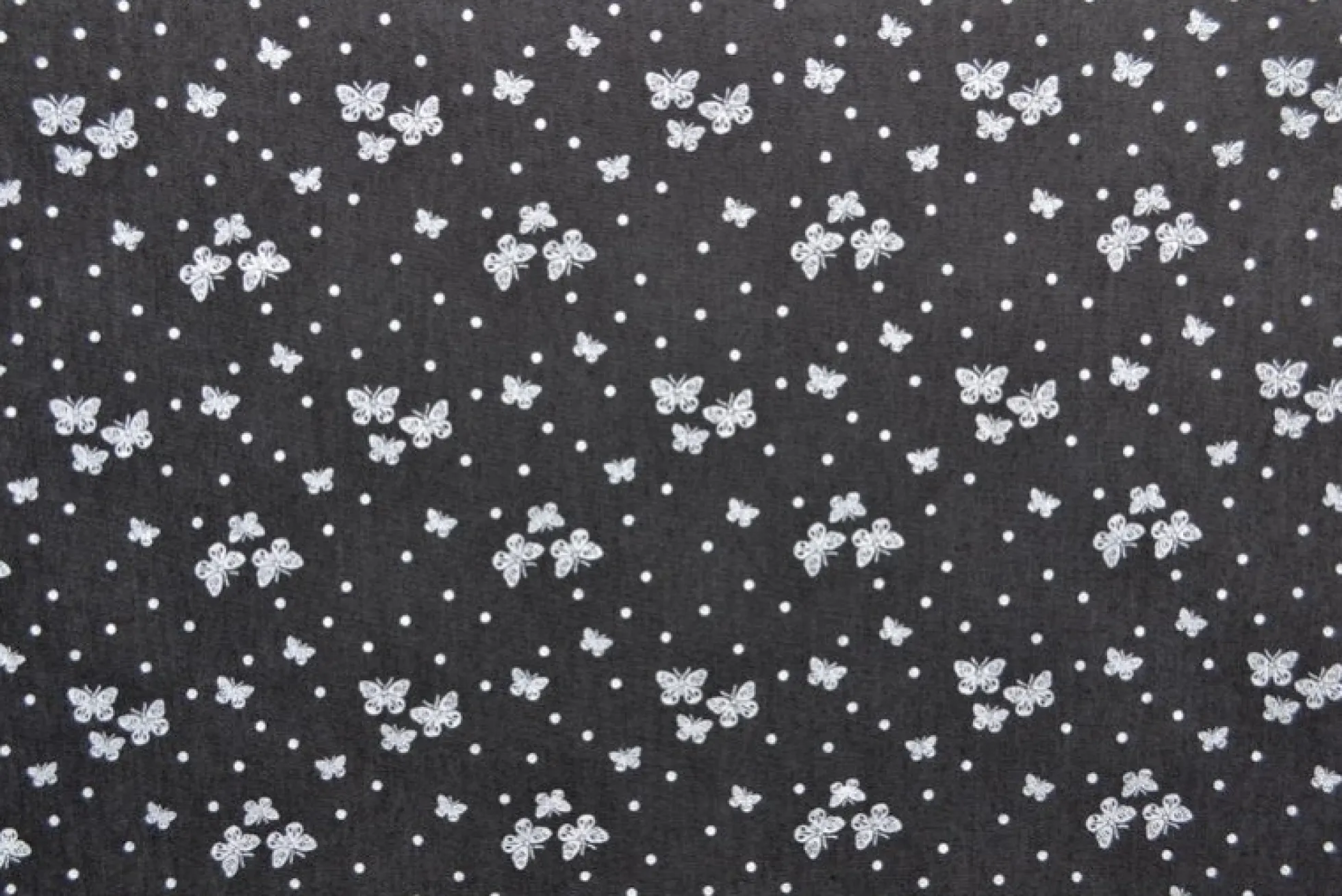 Jeans / denim gewassen – Butterflies zwart chambray