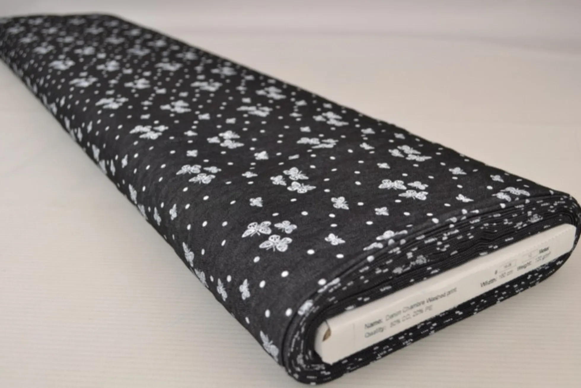 Jeans / denim gewassen – Butterflies zwart chambray
