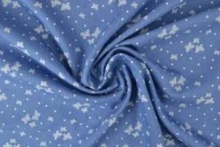 Jeans / denim gewassen – Butterflies blauw chambray