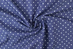 Jeans / denim gewassen – Dots donkerblauw chambray