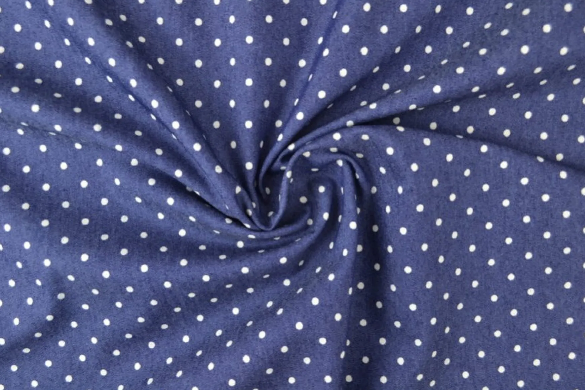 Jeans / denim gewassen – Dots donkerblauw chambray