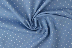 Jeans / denim gewassen – Dots lichtblauw chambray