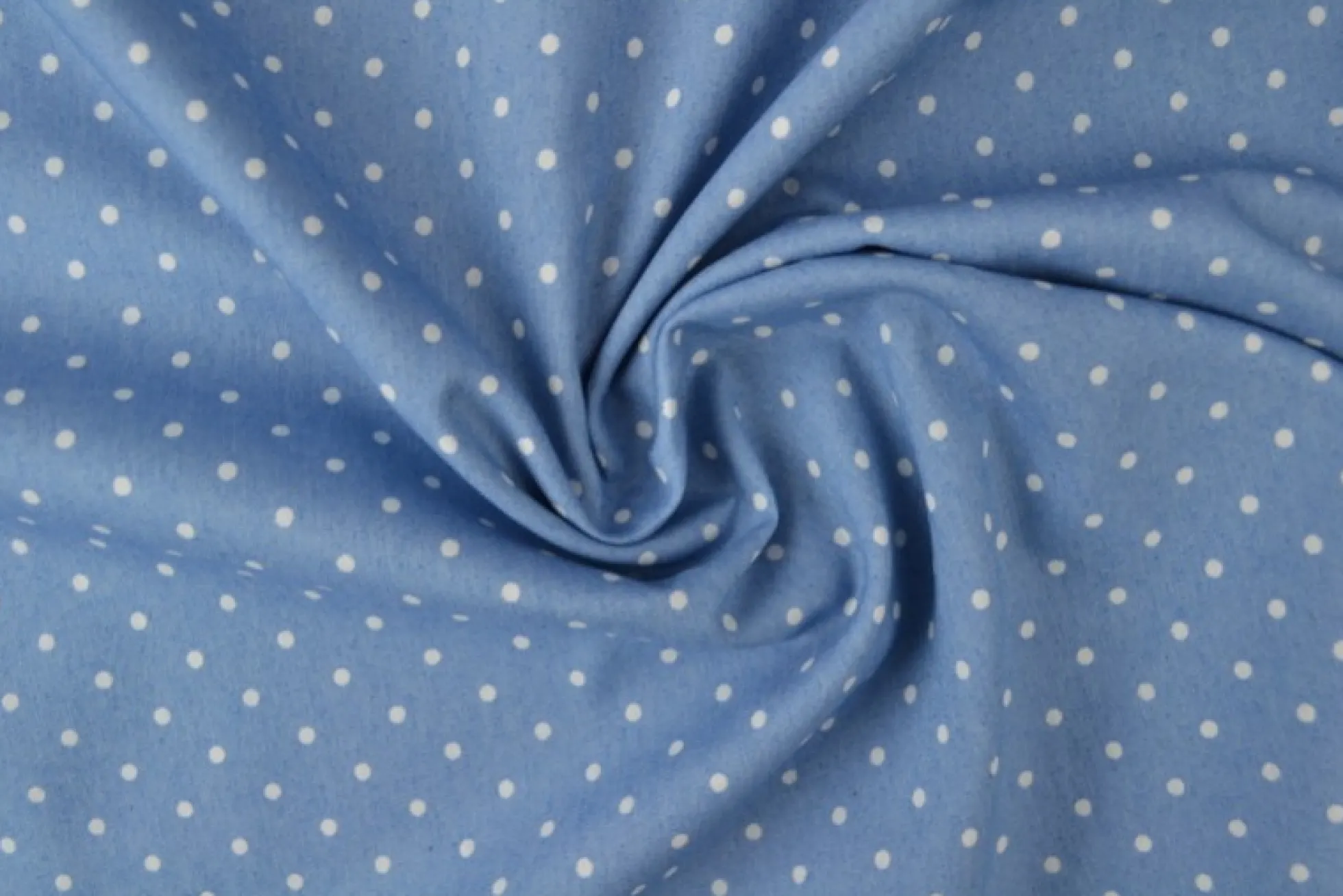 Jeans / denim gewassen – Dots lichtblauw chambray