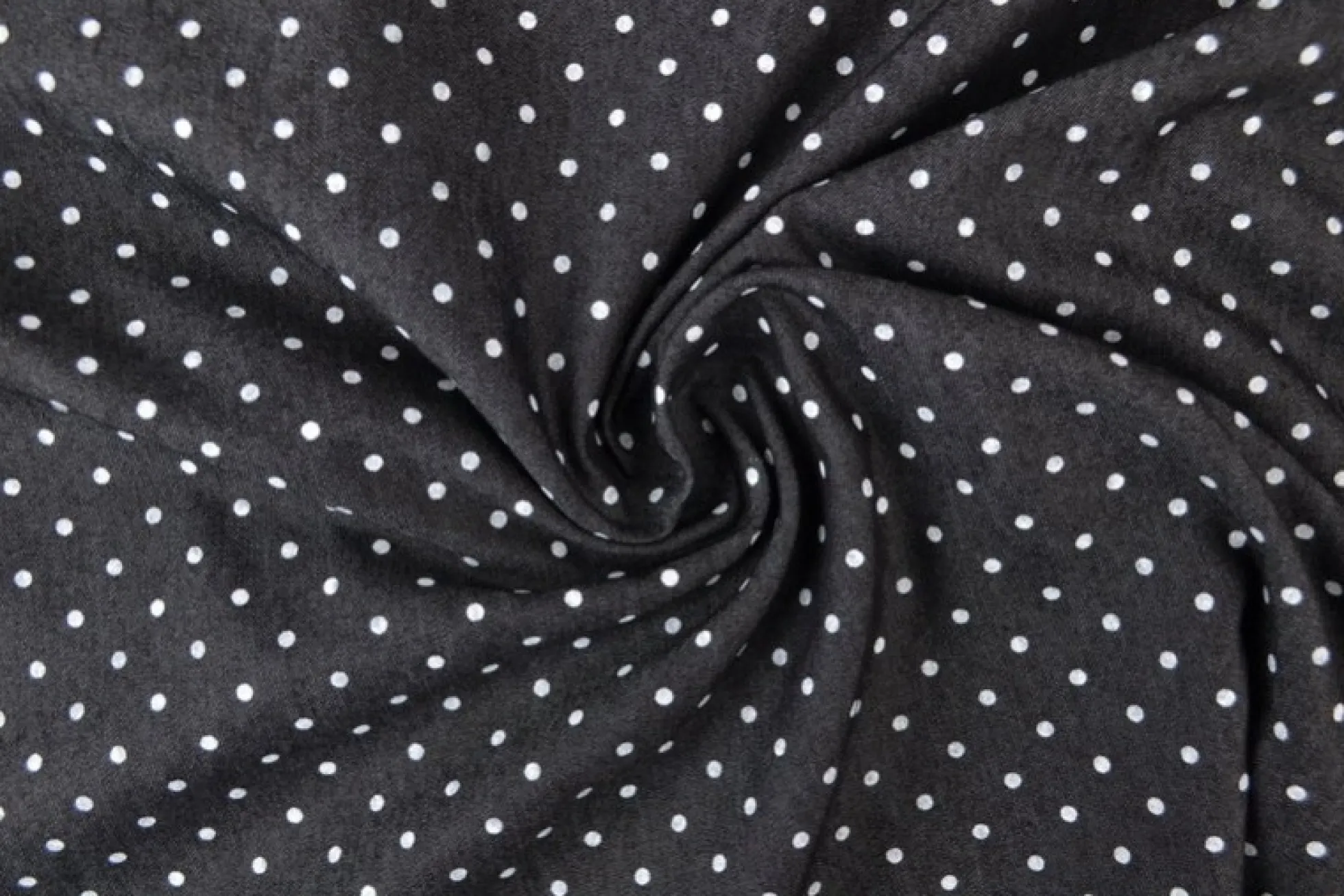 Jeans / denim gewassen – Dots zwart chambray