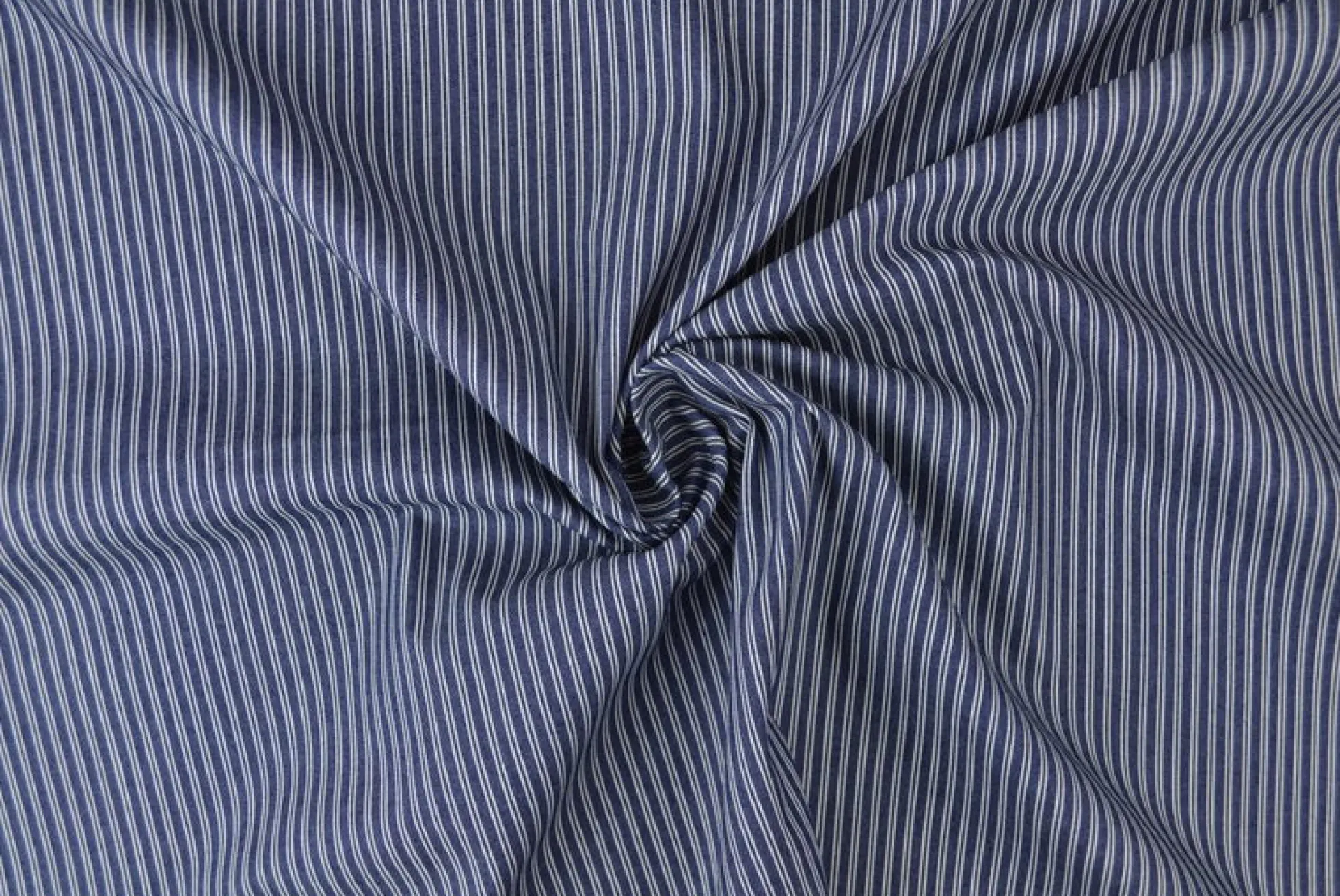 Jeans / denim gewassen – Small stripes donkerblauw chambray