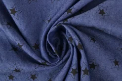Jeans / denim gewassen – Stars donkerblauw chambray