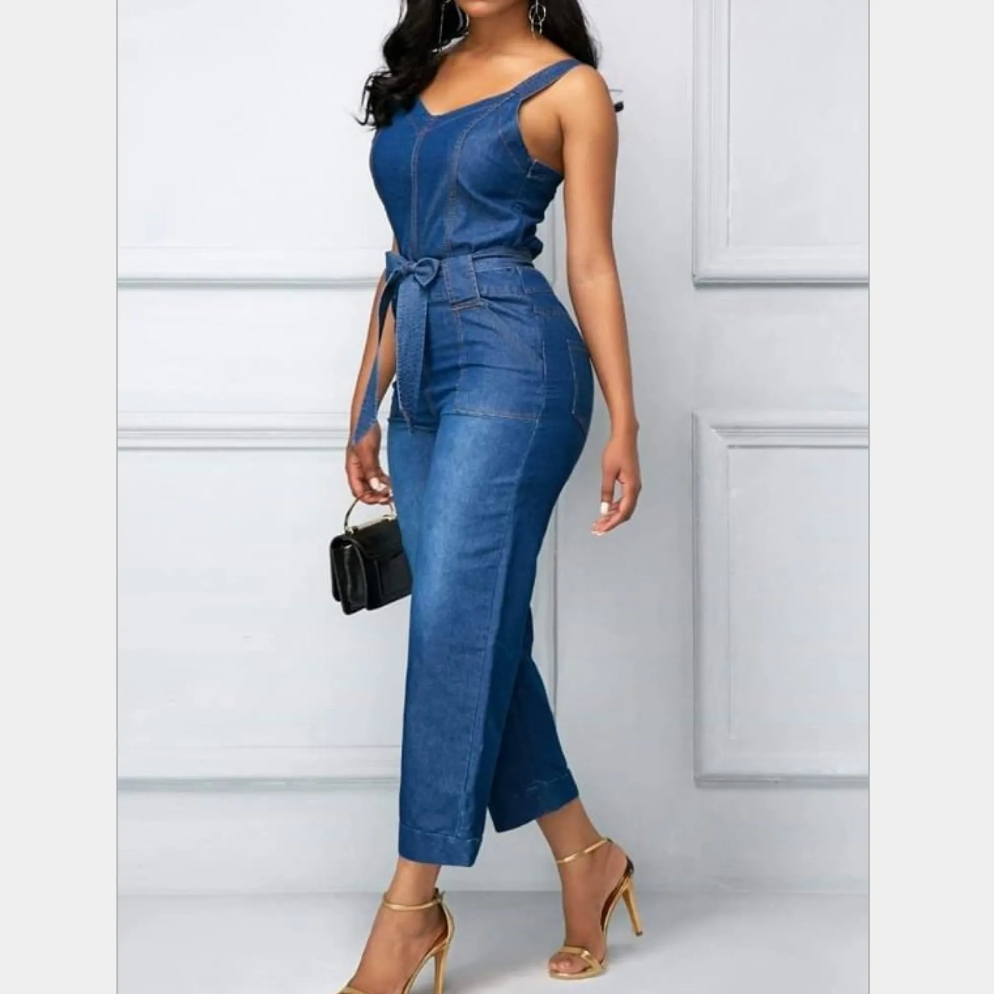 Jeans / denim gewassen stretch – Donkerblauw