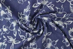 Jeans / denim gewassen – Vintage floral donkerblauw chambray